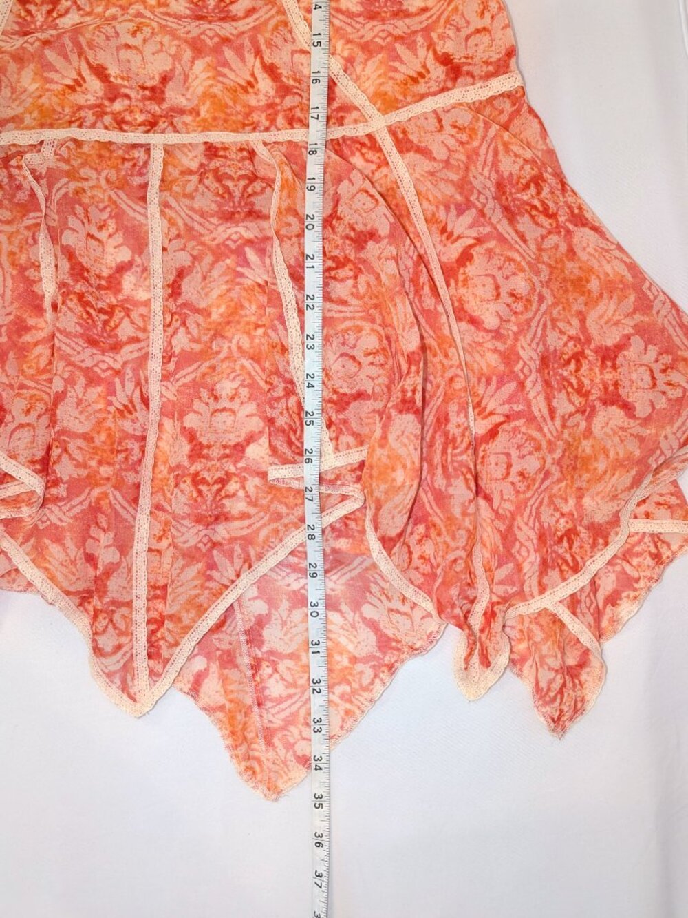 NWT Intimately Free People | Lace Trimmed Handkerchief Sheer Mini Dress Small - Picture 10 of 11
